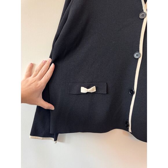 Kate Hill Women's Black Button Cardigan with White Detail Size 2X - Picture 4 of 6